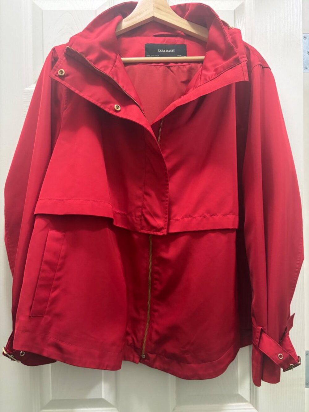 Zara Basic Red Hooded Layered Anorak Jacket XL - Picture 6 of 14